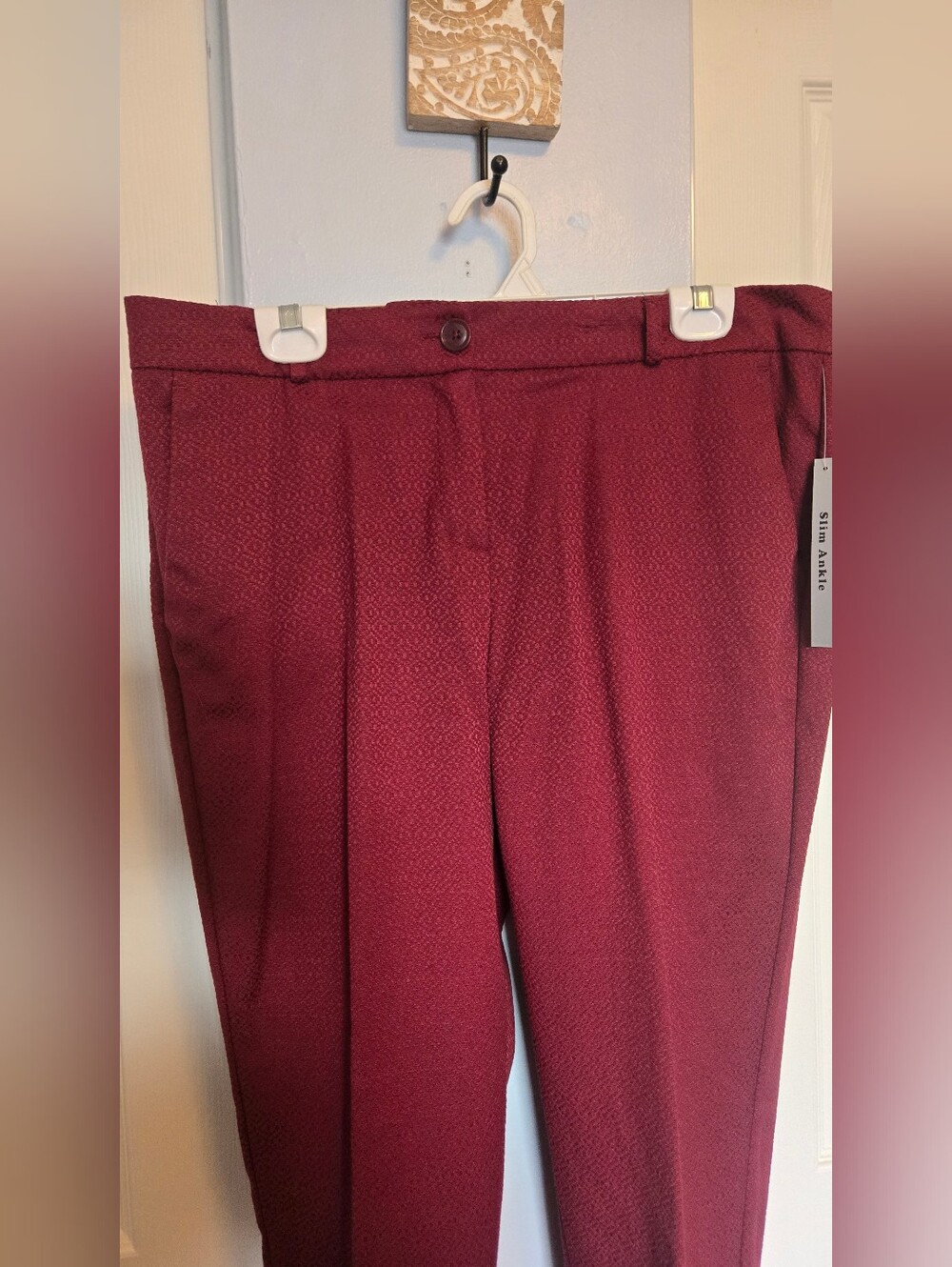 Slim Ankle Men's Dress Pants - Burgundy - Picture 1 of 9